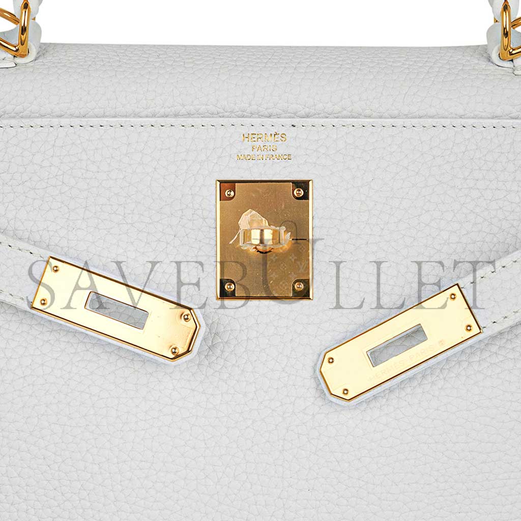 HERMÈS MASTER KELLY 28 WHITE BAG GOLD HARDWARE LEATHER (28*22*10cm) 